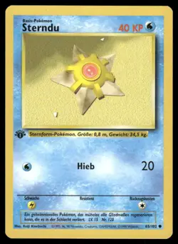 1999 Pokemon Base Set Staryu #065/102 1st Edition German – Raw Ungraded - Image 1