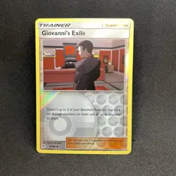 Pokemon Giovanni's Exile 57/68 Uncommon Reverse Holo Sun & Moon Hidden Fates NM - Image 1