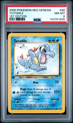 2000 POKEMON NEO GENESIS 1ST EDITION #80 TOTODILE PSA 8 - Image 1