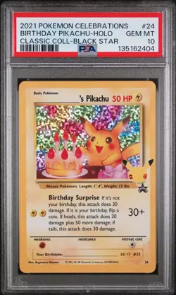 2021 POKEMON CELEBRATIONS CLASSIC COLLECTION #24 BIRTHDAY PIKACHU-HOLO PSA 10 - Image 1