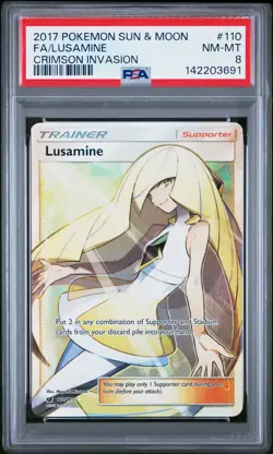 142203691 Lusamine 2017 Pokemon Sun & Moon Crimson Invasion #110 PSA 8 - Image 1