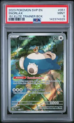 2023 POKEMON SVP EN-SV BLACK STAR PROMO 151 ELITE TRAINER BOX #051 SNORLAX PSA 9 - Image 1
