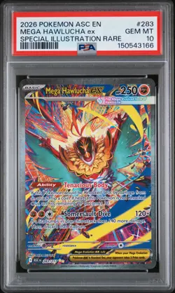 2026 POKEMON ASCENDED HEROES SPECIAL ILLUSTRATION RARE MEGA HAWLUCHA EX PSA 10 - Image 1