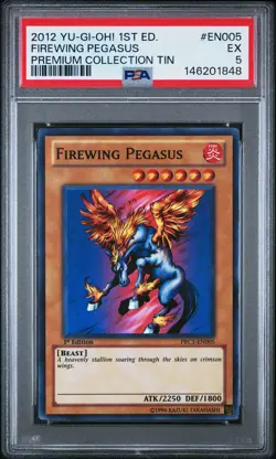 2012 YU-GI-OH! PREM COLL TIN 1ST EDITION #EN005 FIREWING PEGASUS PSA 5 - Image 1