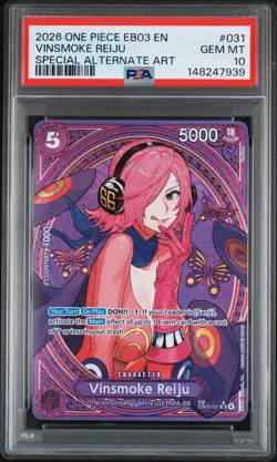 2026 ONE PIECE EB03-EXTRA BOOSTER -ONE PIECE HEROINES ED- VINSMOKE REIJU PSA 10 - Image 1