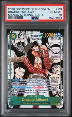 2026 ONE PIECE MANGA ALTERNATE ART OP14-EB04-119 DRACULE MIHAWK PSA 10 - Image 1