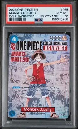 2026 ONE PIECE PROMOS COLLEGE BASKETBALL : US VOYAGE MONKEY D. LUFFY PSA 10 - Image 1
