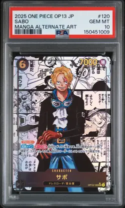 2025 ONE PIECE JPN OP13-120 CARRYING ON HIS WILL MANGA ALT ART SABO PSA 10 - Image 1
