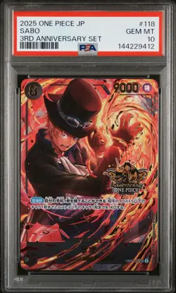 2025 ONE PIECE JPN 3RD ANNIVERSARY SET #118 SABO PSA 10 - Image 1