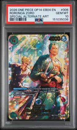 2026 ONE PIECE OP14-EB04-THE AZURE SEA'S SEVEN #006 RORONOA ZORO PSA 10 - Image 1