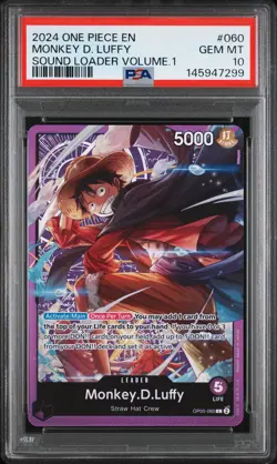 2024 ONE PIECE PROMOS SOUND LOADER VOLUME.1 #060 MONKEY D. LUFFY PSA 10 - Image 1