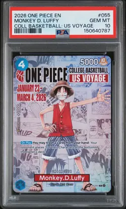 2026 ONE PIECE PROMOS COLLEGE BASKETBALL US VOYAGE MONKEY D. LUFFY PSA 10 - Image 1