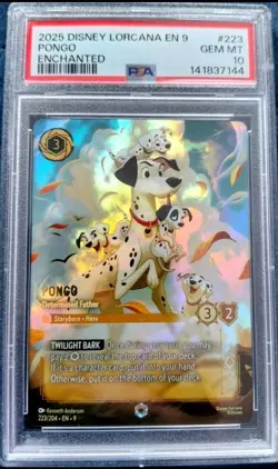 2025 DISNEY LORCANA EN 9-FABLED ENCHANTED #223 PONGO - DETERMINED FATHER -PSA 10 - Image 1