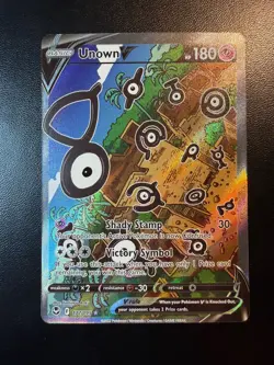 Pokemon TCG Unown V 177/195 Alternate Art Silver Tempest Card Off Center - Image 1