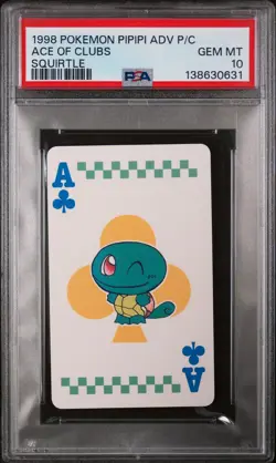 1998 POKEMON PIPIPI ADVENTURE PLAYING CARDS SQUIRTLE ACE OF CLUBS PSA 10 - Image 1