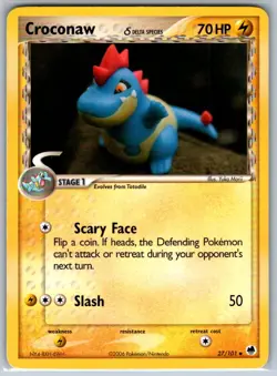 Croconaw (Delta Species) Dragon Frontiers 27/101 MP-LP Pokemon Card - Image 1