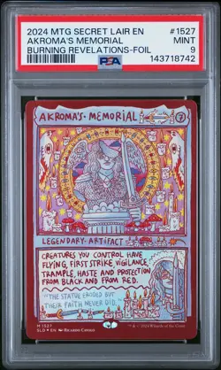 2024 MTG SECRET LAIR DROP BURNING REVELATIONS-FOIL #1527 AKROMA'S MEMORIAL PSA 9 - Image 1
