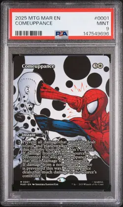 2025 MTG MARVEL'S SPIDER-MAN: SOURCE MAT #0001 COMEUPPANCE PSA 9 - Image 1