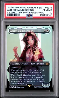 2025 MTG FINAL FANTASY CHARACTER BORDERLESS-FOIL AERITH GAINSBOROUGH PSA 10 - Image 1