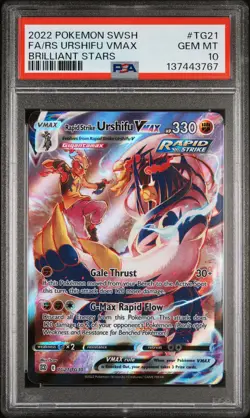 2022 POKEMON SWORD & SHIELD BRILLIANT STARS FA/RAPID STRIKE URSHIFU VMAX PSA 10 - Image 1