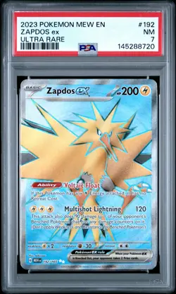 2023 POKEMON MEW EN-151 ULTRA RARE #192 ZAPDOS EX PSA 7 - Image 1