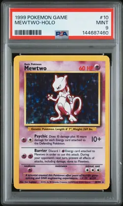 1999 POKEMON BASE SET UNLIMITED #10 MEWTWO-HOLO PSA 9 - Image 1