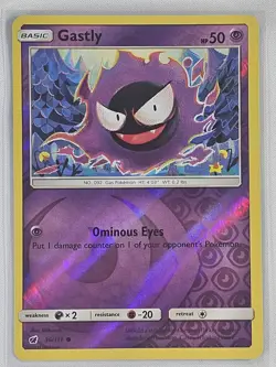 2017 Crimson Invasion Set Pokemon Card 036 Gastly Reverse Foil - NM - Image 1