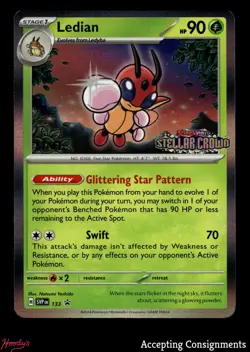 2025 Pokemon TCG S&V Stellar Crown Black Star Promo #133 Ledian STAFF STAMP - Image 1