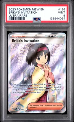 2023 POKEMON MEW EN-151 ULTRA RARE #196 ERIKA'S INVITATION PSA 9 - Image 1