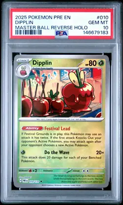 2025 POKEMON PRE EN-PRISMATIC EVOLUTIONS MASTER BALL REVERSE HOLO DIPPLIN PSA 10 - Image 1