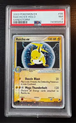 2003 POKEMON EX SANDSTORM #98 RAICHU EX-HOLO PSA 7 - Image 1