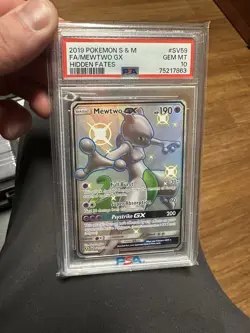 2019 POKEMON SUN & MOON HIDDEN FATES #SV59 FULL ART/MEWTWO GX PSA 10 - Image 1