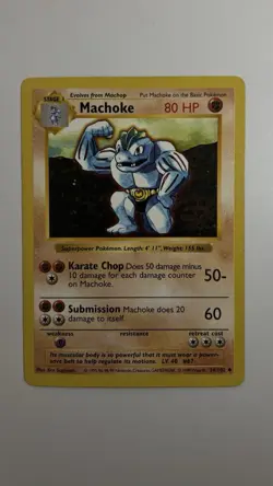 Pokemon TCG Machoke 34/102 Base Set (Shadowless) Unlimited Non/Holo Regular LP - Image 3