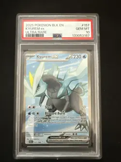 2025 POKEMON BLK EN-BLACK BOLT ULTRA RARE #157 KYUREM EX PSA 10 - Image 1