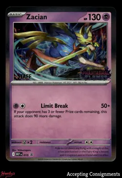 2025 Pokemon TCG S&V Mega Evolution Black Star Promo #015 Zacian STAFF STAMP - Image 1