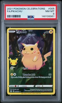 2021 POKEMON CELEBRATIONS #005 FULL ART/PIKACHU PSA 8 - Image 1