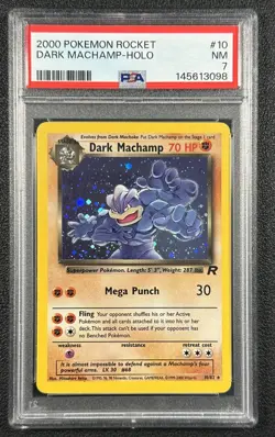 DARK MACHAMP PSA 7 2000 POKEMON TEAM ROCKET #10/82 HOLO 098 - Image 1