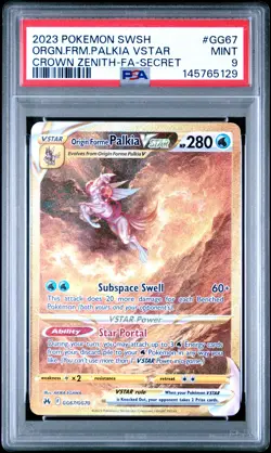 2023 POKEMON SWSH SECRET #GG67 FULL ART/ORIGIN FORME PALKIA VSTAR PSA 9 - Image 1