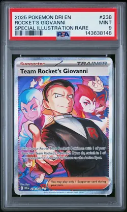 2025 POKEMON DESTINED RIVALS SPECIAL ILLUSTRATION TEAM ROCKET'S GIOVANNI PSA 9 - Image 1
