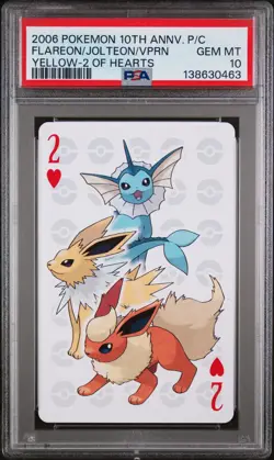 2006 POKEMON CENTER 10TH ANNIVERSARY 2 OF HEARTS FLAREON/JOLTEON/VAPOREON PSA 10 - Image 1