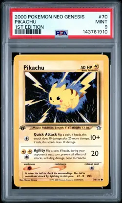 2000 POKEMON NEO GENESIS 1ST EDITION #70 PIKACHU PSA 9 - Image 1