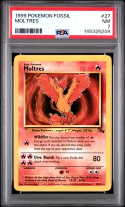 1999 POKEMON FOSSIL #27 MOLTRES PSA 7 - Image 1