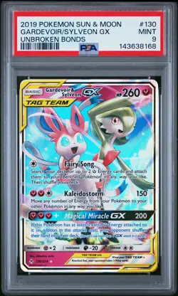 2019 POKEMON SUN & MOON UNBROKEN BONDS #130 GARDEVOIR & SYLVEON GX PSA 9 - Image 1