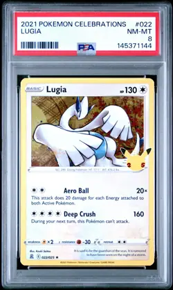 2021 POKEMON CELEBRATIONS #022 LUGIA PSA 8 - Image 1