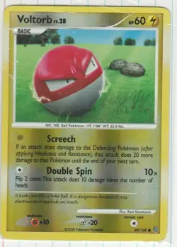 2008 Pokemon Voltorb LV 28 80/100 Reverse Holo Foil LP - Image 1