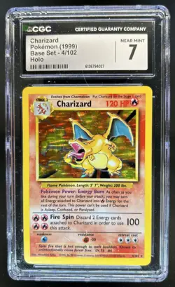 1999 Pokemon Unlimited Charizard Rare Holo #4/102 CGC 7 - Image 1