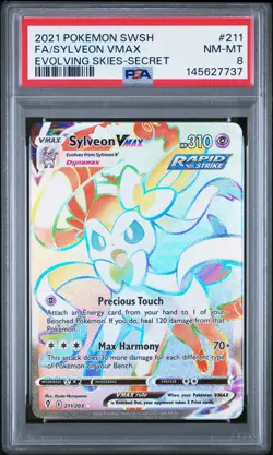 2021 POKEMON SWORD & SHIELD EVOLVING SKIES SECRET FULL ART/SYLVEON VMAX PSA 8 - Image 1