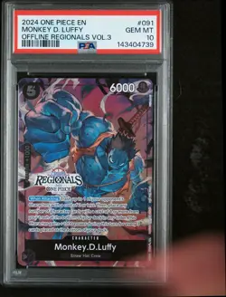 2024 ONE PIECE OFFLINE REGIONALS PACK 2024 VOL.3 #091 MONKEY D. LUFFY PSA 10 - Image 1