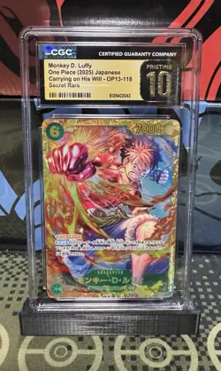 ONE PIECE CARRYING ON HIS WILL MONKEY D LUFFY OP13-118 SEC CGC 10 PRISTINE JPN - Image 1