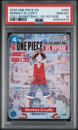 2026 ONE PIECE PROMOS COLLEGE BASKETBALL : US VOYAGE MONKEY D. LUFFY PSA 10 - Image 1